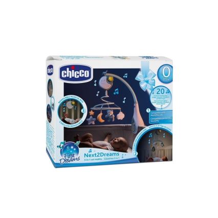 Chicco - Kinderbett Mobile mit Melodie 3in1 NEXT2DREAMS 3xAA blau