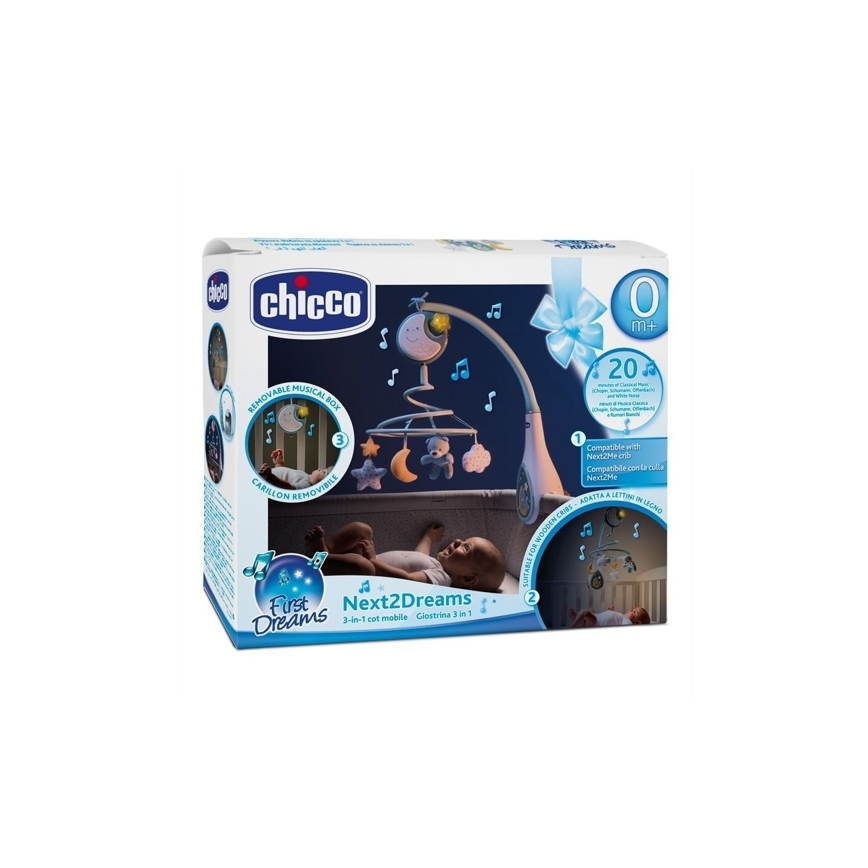 Chicco - Kinderbett Mobile mit Melodie 3in1 NEXT2DREAMS 3xAA blau