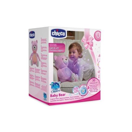 Chicco - Projektor mit Melodie BABY BEAR 3xAAA rosa