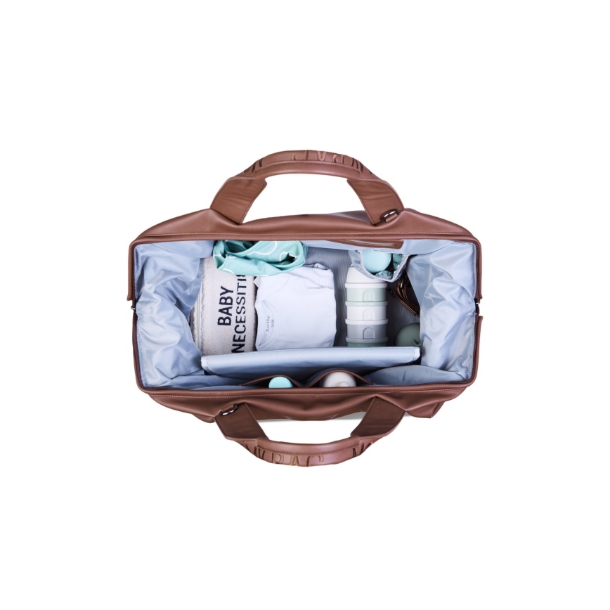 Childhome - Wickeltasche MOMMY BAG LEATHER braun