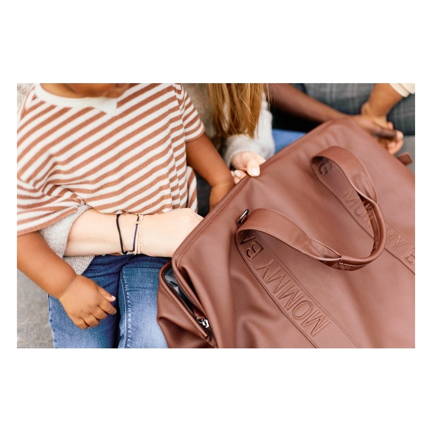 Childhome - Wickeltasche MOMMY BAG LEATHER braun