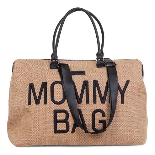 Childhome - Wickeltasche MOMMY BAG RAFFIA LOOK beige