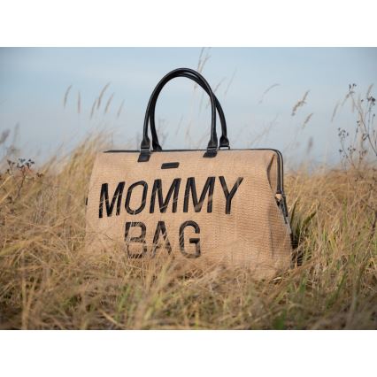 Childhome - Wickeltasche MOMMY BAG RAFFIA LOOK beige