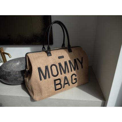 Childhome - Wickeltasche MOMMY BAG RAFFIA LOOK beige