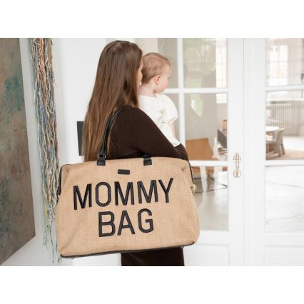 Childhome - Wickeltasche MOMMY BAG RAFFIA LOOK beige