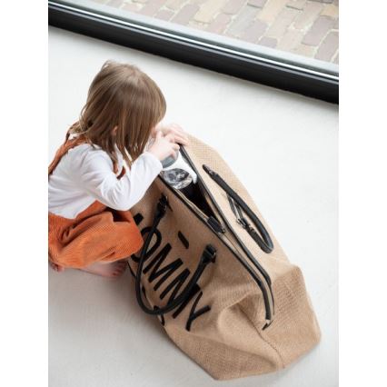 Childhome - Wickeltasche MOMMY BAG RAFFIA LOOK beige