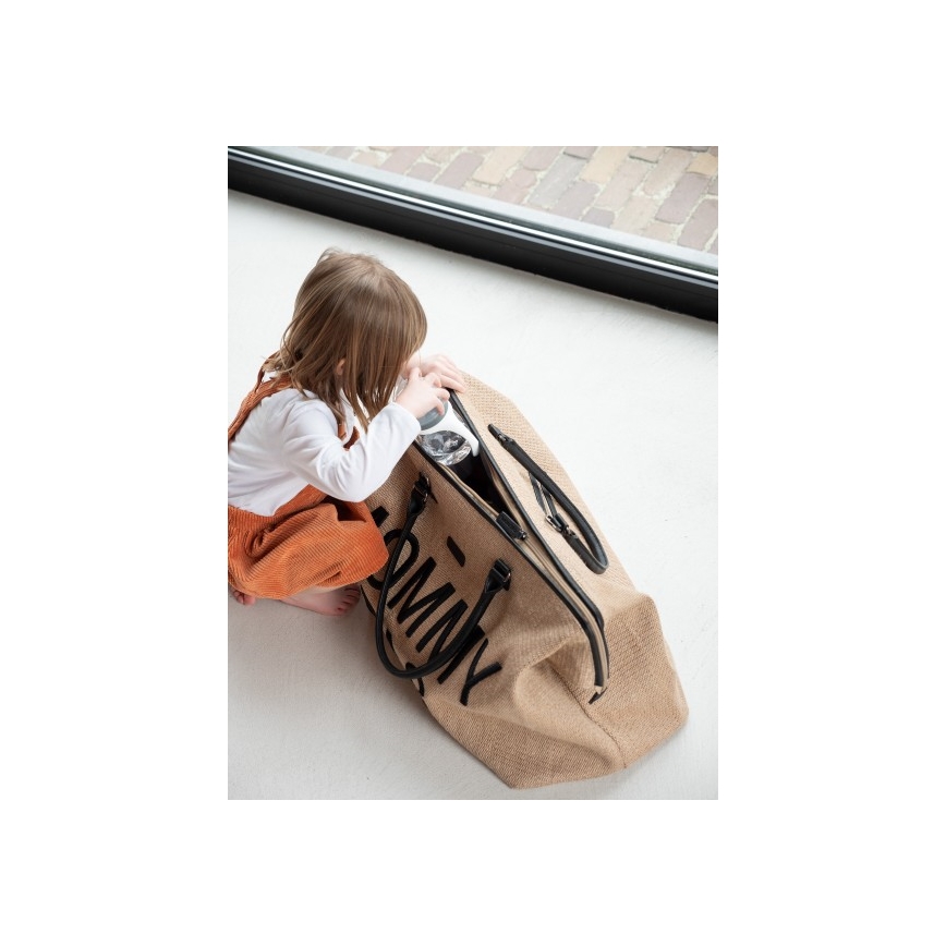 Childhome - Wickeltasche MOMMY BAG RAFFIA LOOK beige