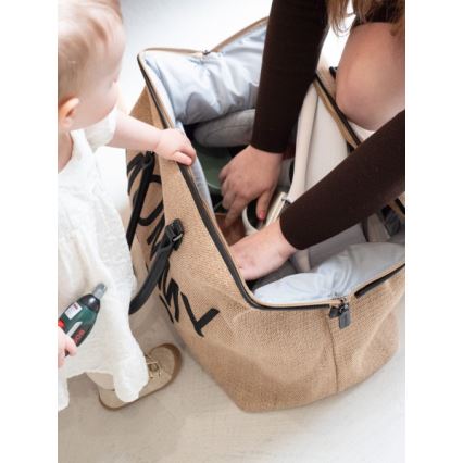 Childhome - Wickeltasche MOMMY BAG RAFFIA LOOK beige