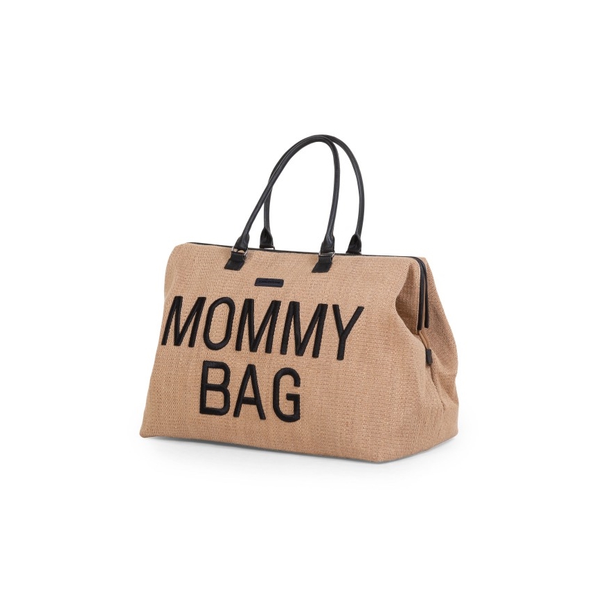 Childhome - Wickeltasche MOMMY BAG RAFFIA LOOK beige