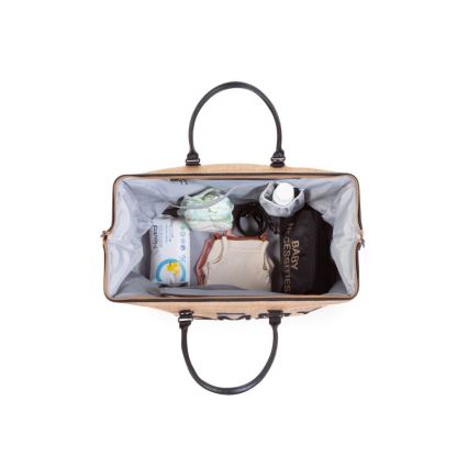 Childhome - Wickeltasche MOMMY BAG RAFFIA LOOK beige