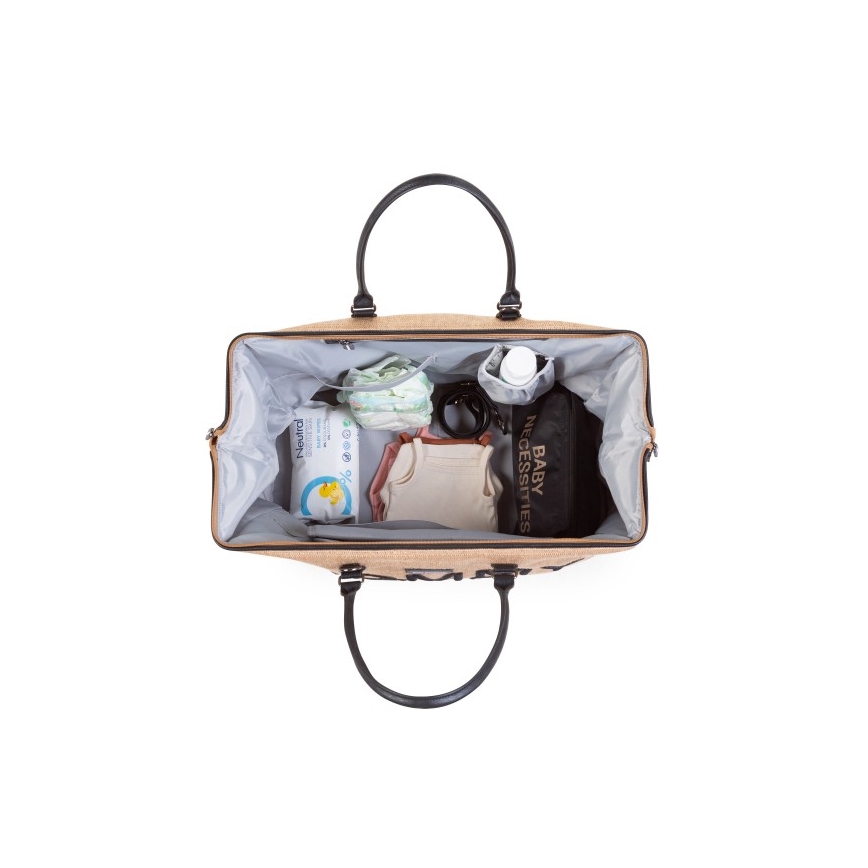 Childhome - Wickeltasche MOMMY BAG RAFFIA LOOK beige