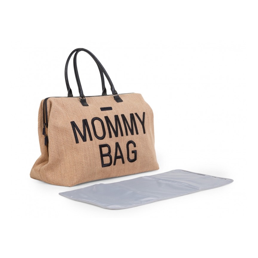 Childhome - Wickeltasche MOMMY BAG RAFFIA LOOK beige