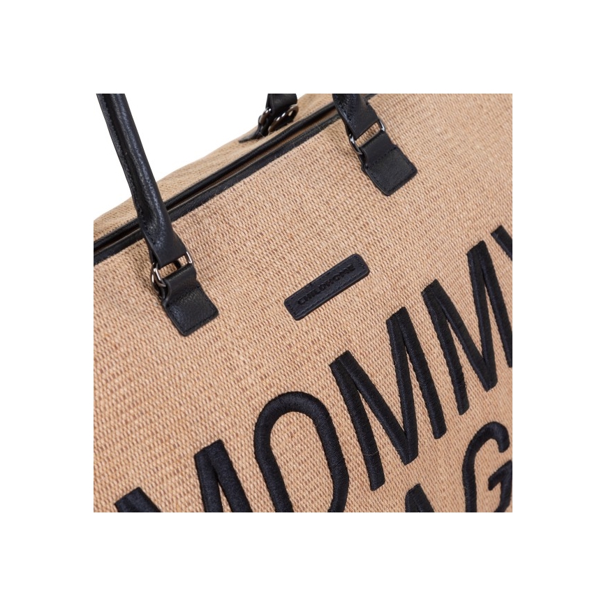Childhome - Wickeltasche MOMMY BAG RAFFIA LOOK beige