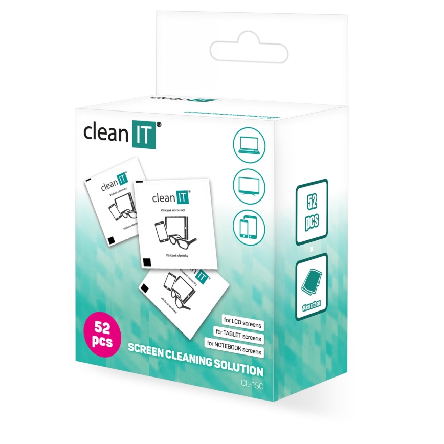CLEAN IT CL-150 - Einzeln verpackte Reinigungs-Feuchttücher 52 Stk.