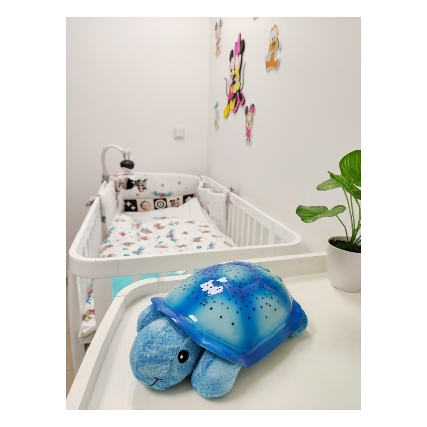 Cloud B - Nachtlampe für Kinder mit Projektor 3xAA Schildkröte blau