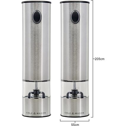 Cole&Mason - Elektrische Gewürzmühlen-Set BATTERSEA, 2 Stück, 6xAAA