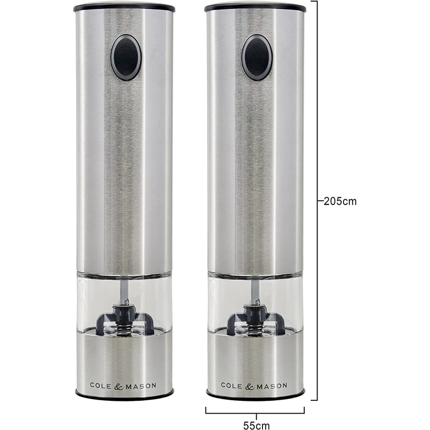 Cole&Mason - Elektrische Gewürzmühlen-Set BATTERSEA, 2 Stück, 6xAAA