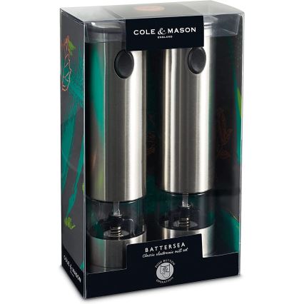 Cole&Mason - Elektrische Gewürzmühlen-Set BATTERSEA, 2 Stück, 6xAAA