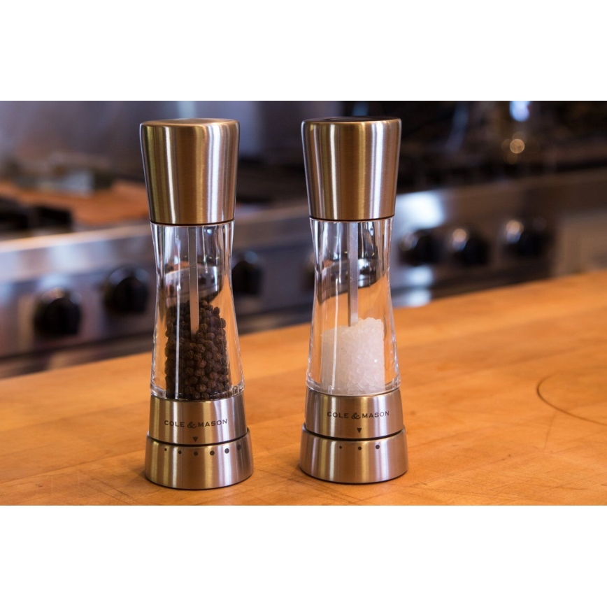 Cole&Mason - Salz- und Pfeffermühlen-Set DERWENT, 2 Stück, 19 cm, glänzender Chrom