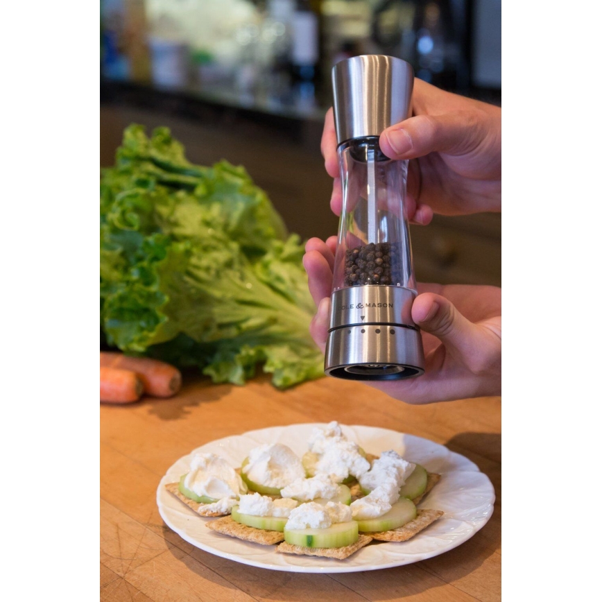 Cole&Mason - Salz- und Pfeffermühlen-Set DERWENT, 2 Stück, 19 cm, glänzender Chrom