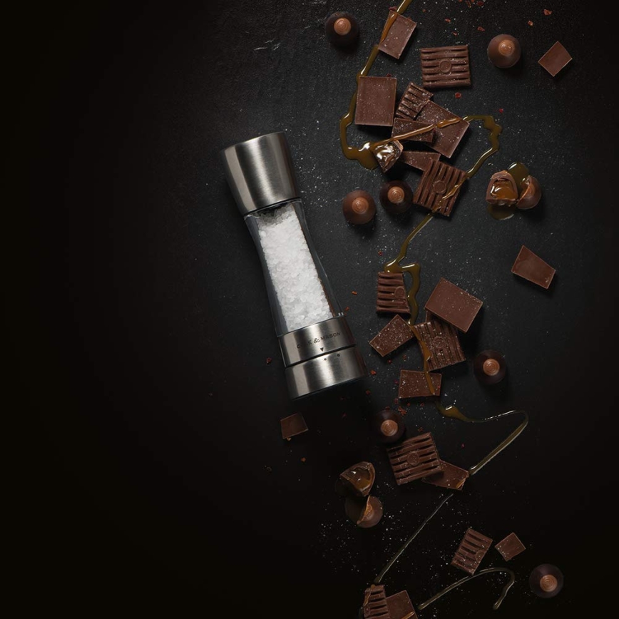 Cole&Mason - Salz- und Pfeffermühlen-Set DERWENT, 2 Stück, 19 cm, glänzender Chrom