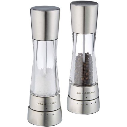 Cole&Mason - Salz- und Pfeffermühlen-Set DERWENT, 2 Stück, 19 cm, glänzender Chrom