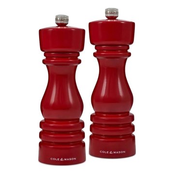 Cole&Mason - Salz- und Pfeffermühlen-Set LONDON 2 Stk. 18 cm Buche/rot