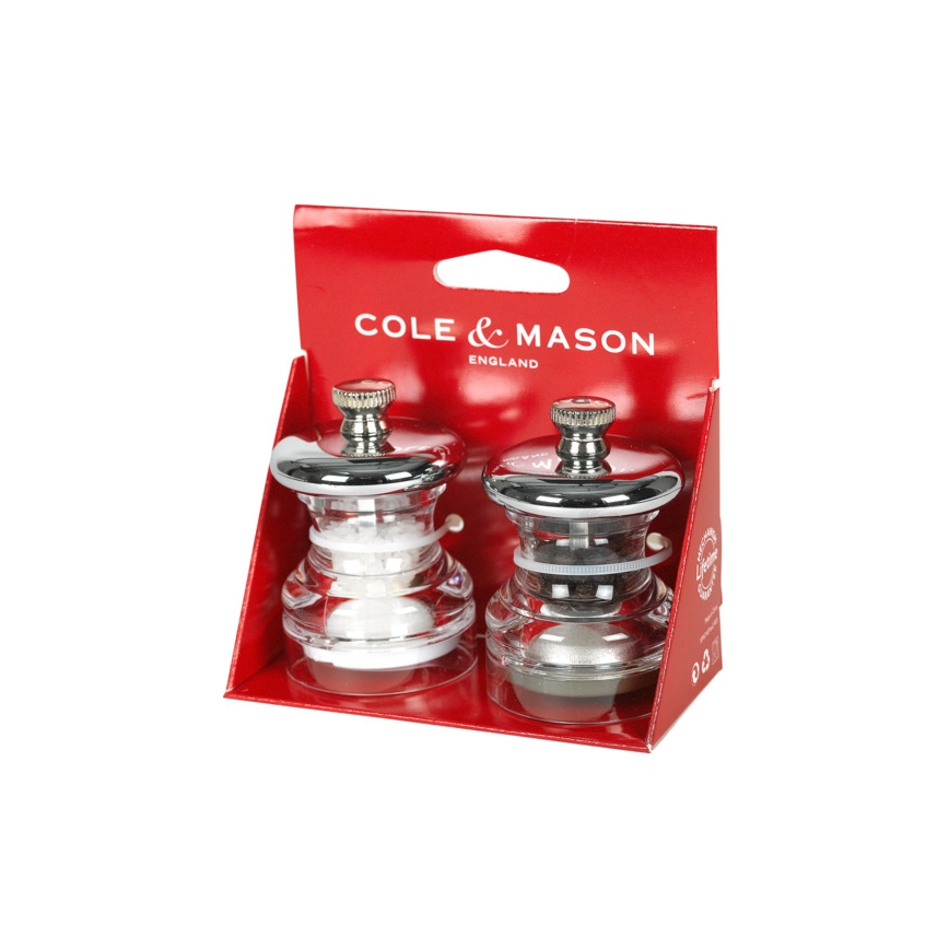 Cole&Mason - Salz- und Pfeffermühlenset BUTTON 2 Stück 6,5 cm
