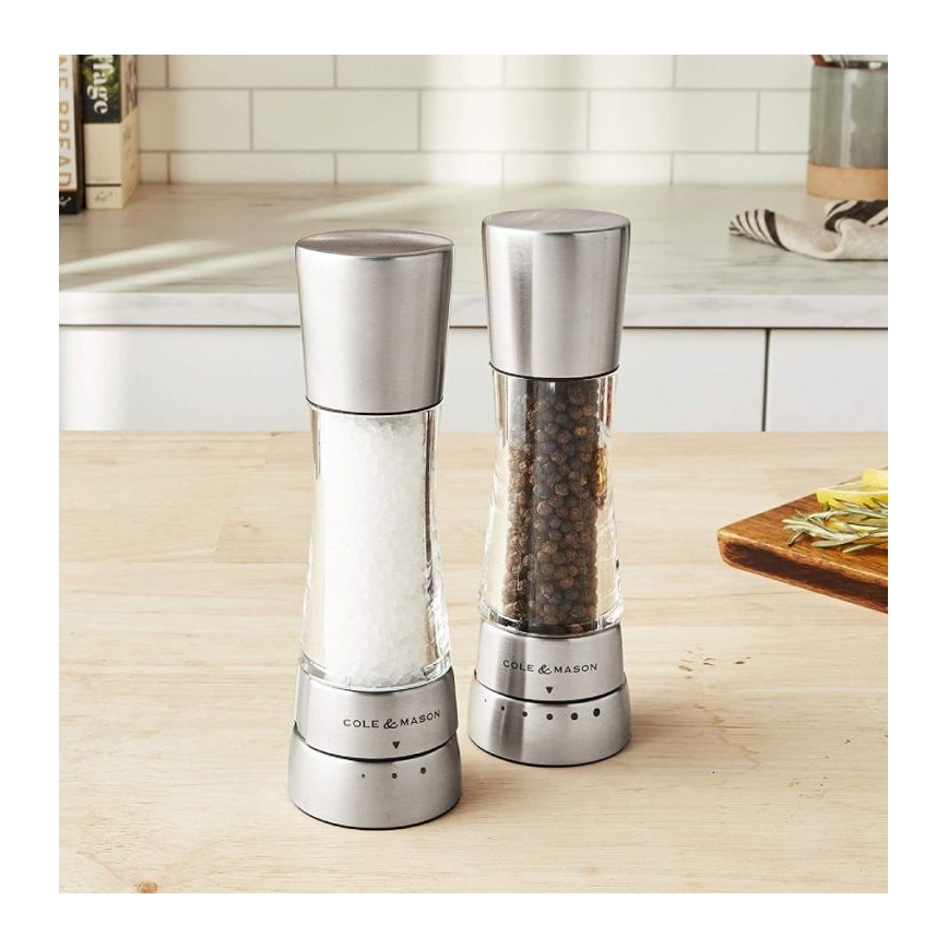 Cole&Mason - Salz- und Pfeffermühlenset DERWENT 2 Stück 19 cm mattes Chrom