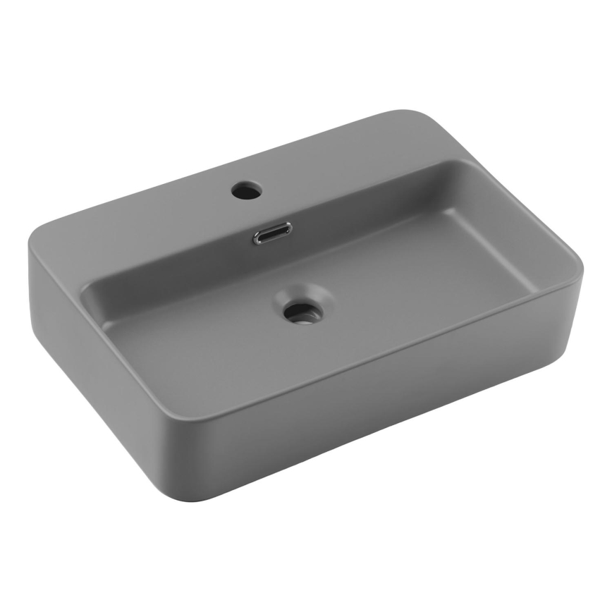 COMAD TRUST 2 MATT LIGHT GREY ( E-6282 ) - Aufsatzwaschbecken TRUST 55x38 cm Keramik/matt grau