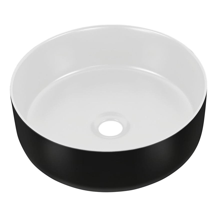 COMAD UM-6259 SIMPLE 8. - Aufsatzwaschbecken SIMPLE d 36 cm Keramik/mattweiß/matt schwarz