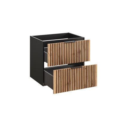 COMAD XILO BLACK WOTAN 82-60-D-2S - Waschtischunterschrank XILO 57x60,2 cm schwarz/Wotan-Eiche