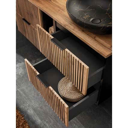 COMAD XILO BLACK WOTAN 82-80-D-2S - Waschtischunterschrank XILO 57×80,2 cm, schwarz/Wotan-Eiche