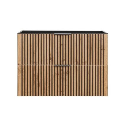 COMAD XILO BLACK WOTAN 82-80-D-2S - Waschtischunterschrank XILO 57×80,2 cm, schwarz/Wotan-Eiche