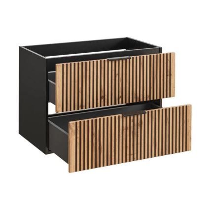 COMAD XILO BLACK WOTAN 82-80-D-2S - Waschtischunterschrank XILO 57×80,2 cm, schwarz/Wotan-Eiche