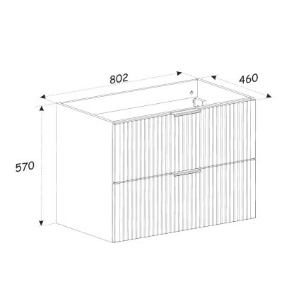 COMAD XILO BLACK WOTAN 82-80-D-2S - Waschtischunterschrank XILO 57×80,2 cm, schwarz/Wotan-Eiche