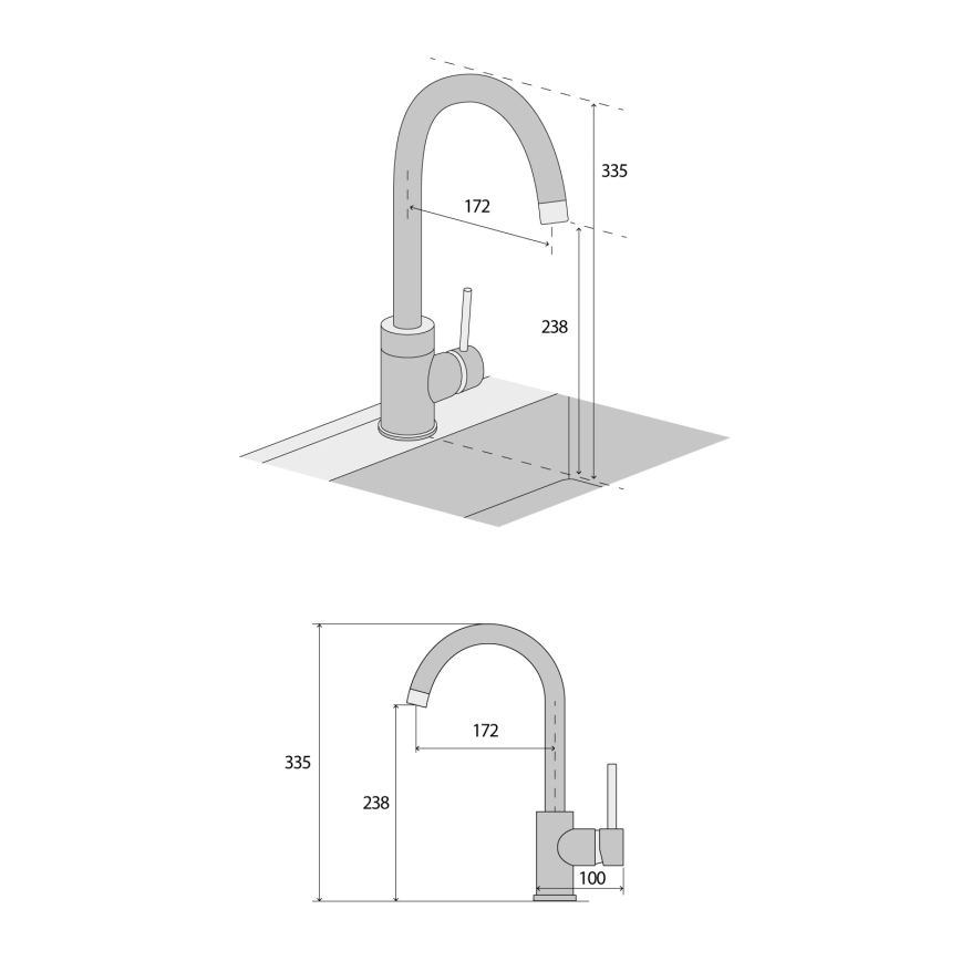Concept BDG3334DG - Spültischarmatur 33,5 cm Granit/Dunkelgrau