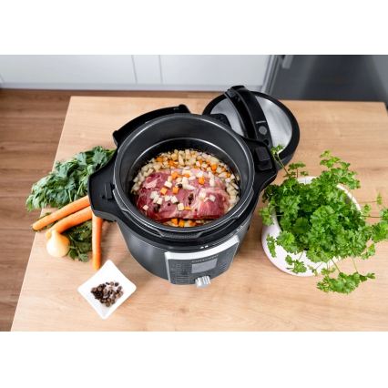 Concept CK8000 - Multifunktionaler elektrischer Schnellkochtopf und Heißluftfritteuse, 5,6 l, 11-in-1, 1500 W/230 V, schwarz