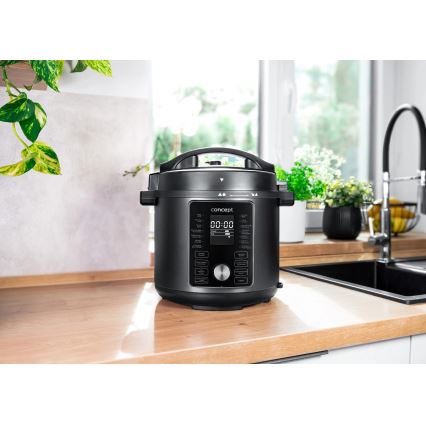 Concept CK8000 - Multifunktionaler elektrischer Schnellkochtopf und Heißluftfritteuse, 5,6 l, 11-in-1, 1500 W/230 V, schwarz