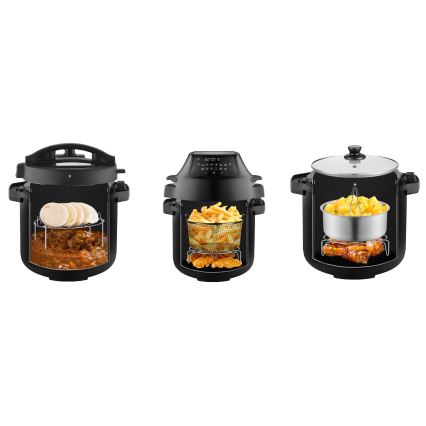 Concept CK8000 - Multifunktionaler elektrischer Schnellkochtopf und Heißluftfritteuse, 5,6 l, 11-in-1, 1500 W/230 V, schwarz