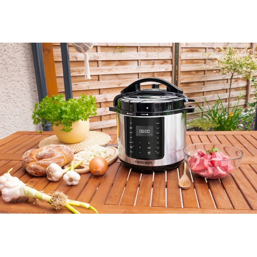 Concept CK8001 - Multifunktionaler elektrischer Schnellkochtopf 5,6 l, 1000 W/230 V, WLAN, Edelstahl