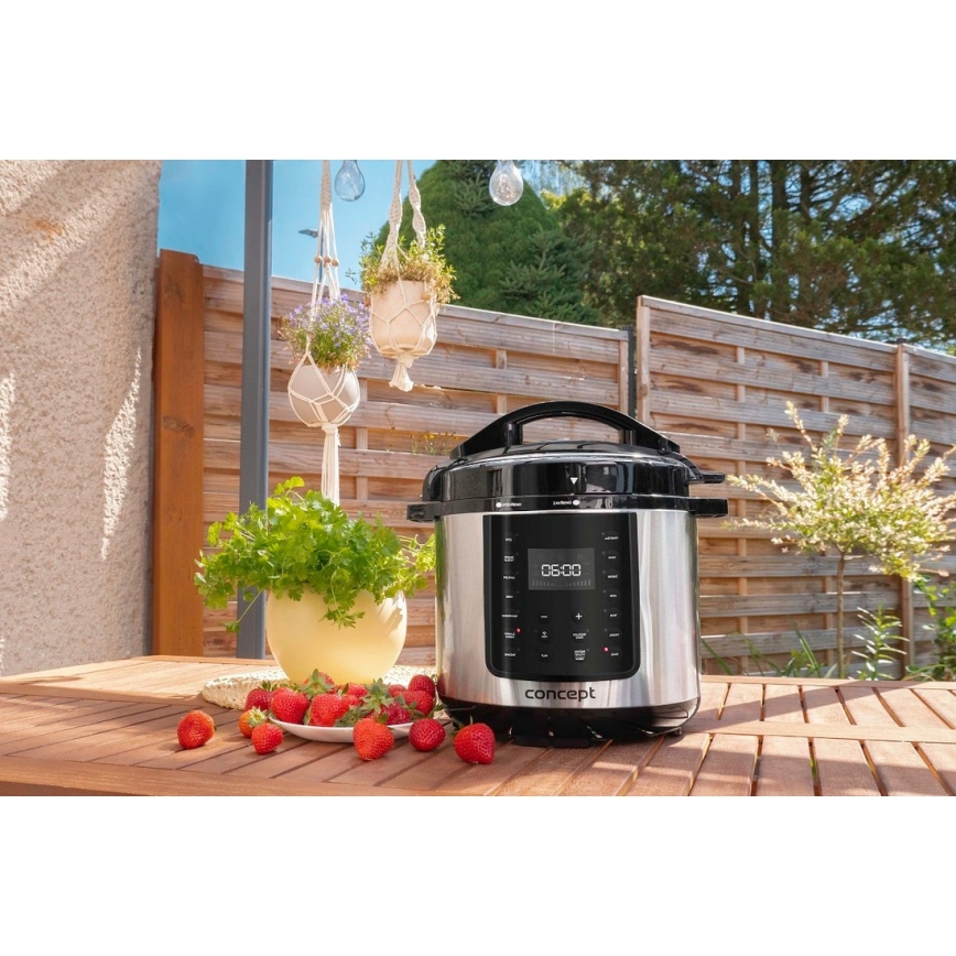 Concept CK8001 - Multifunktionaler elektrischer Schnellkochtopf 5,6 l, 1000 W/230 V, WLAN, Edelstahl