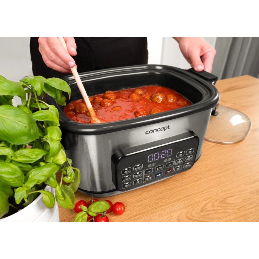 Concept CK9000 - Multifunktionaler elektrischer Kochtopf 6 l 10-in-1 1250W/230V Edelstahl