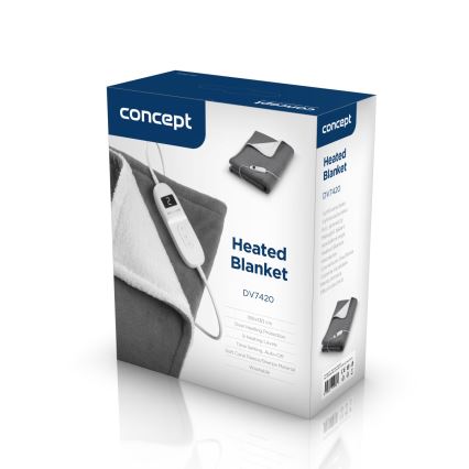 Concept DV7420 - Elektrische Heizdecke 160W/230V 180x130 cm grau/weiß