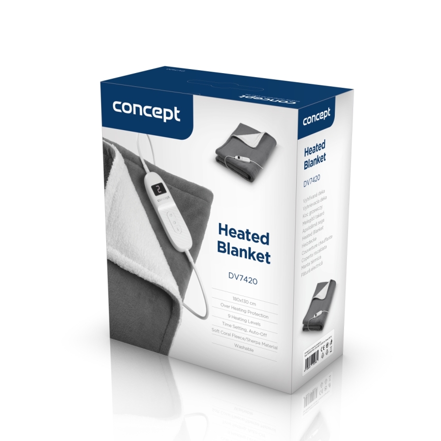 Concept DV7420 - Elektrische Heizdecke 160W/230V 180x130 cm grau/weiß