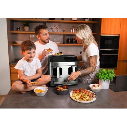 Concept FR9000 - Heißluftfritteuse PIZZA TRIO 18,5 l 2700W/230V Edelstahl/Schwarz