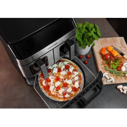 Concept FR9000 - Heißluftfritteuse PIZZA TRIO 18,5 l 2700W/230V Edelstahl/Schwarz