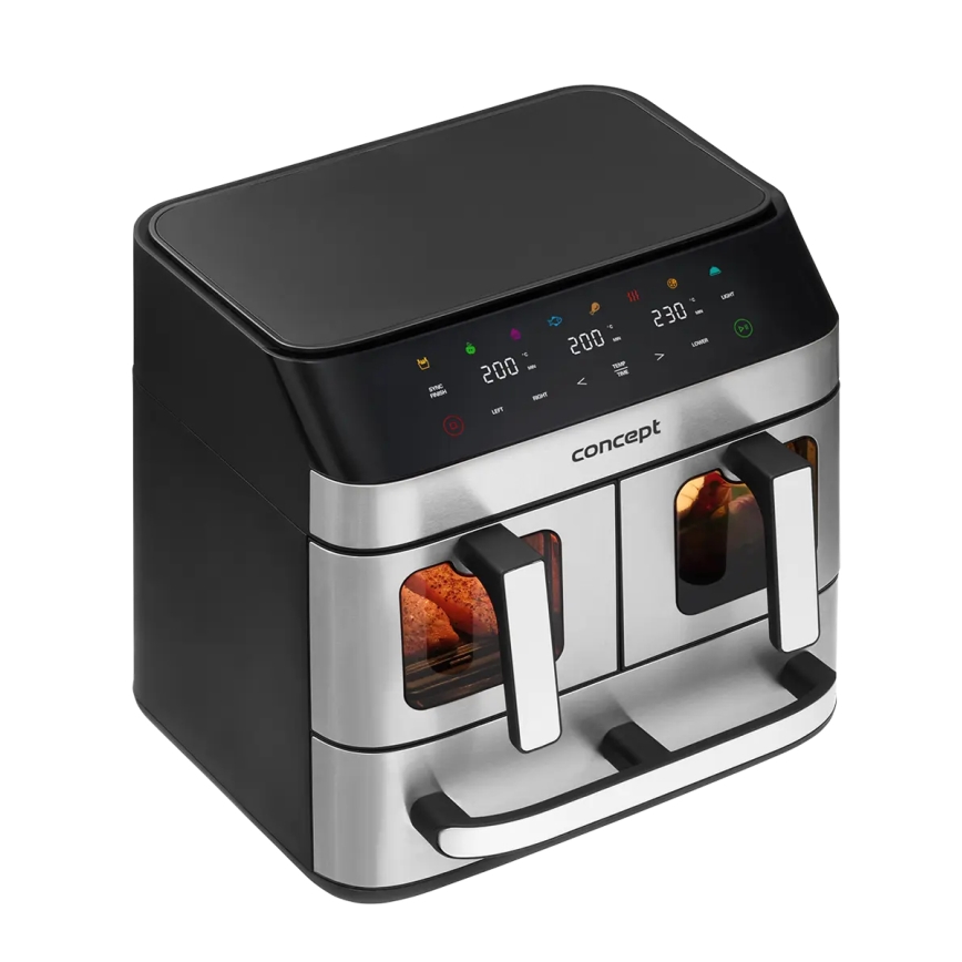 Concept FR9000 - Heißluftfritteuse PIZZA TRIO 18,5 l 2700W/230V Edelstahl/Schwarz