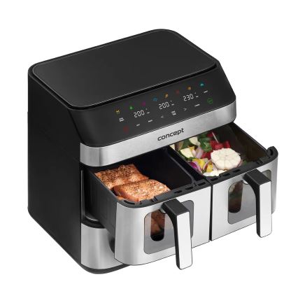 Concept FR9000 - Heißluftfritteuse PIZZA TRIO 18,5 l 2700W/230V Edelstahl/Schwarz