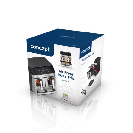 Concept FR9000 - Heißluftfritteuse PIZZA TRIO 18,5 l 2700W/230V Edelstahl/Schwarz
